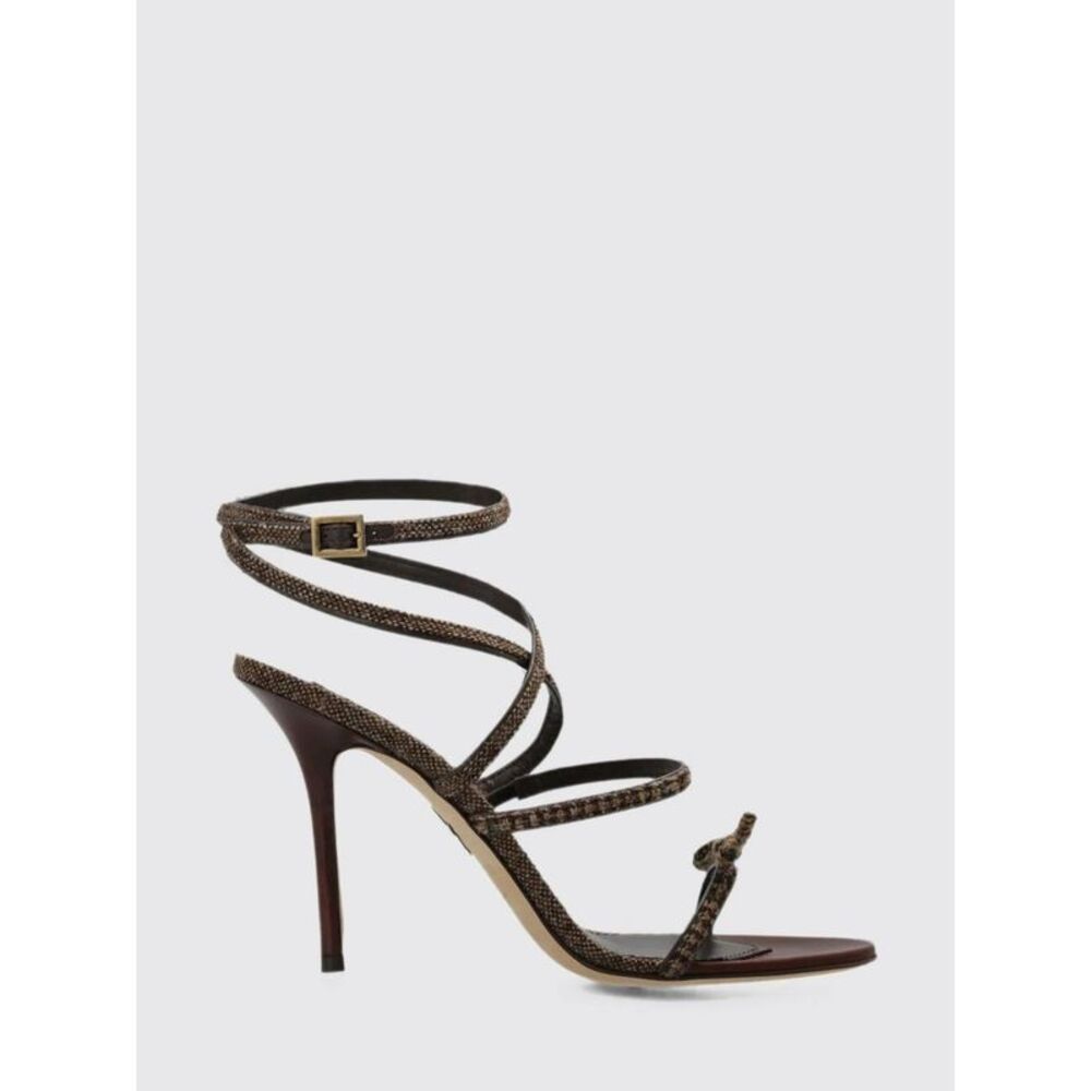 Dsquared2 Prince Of Wales Wool Sandals With Stiletto Heel And Bow